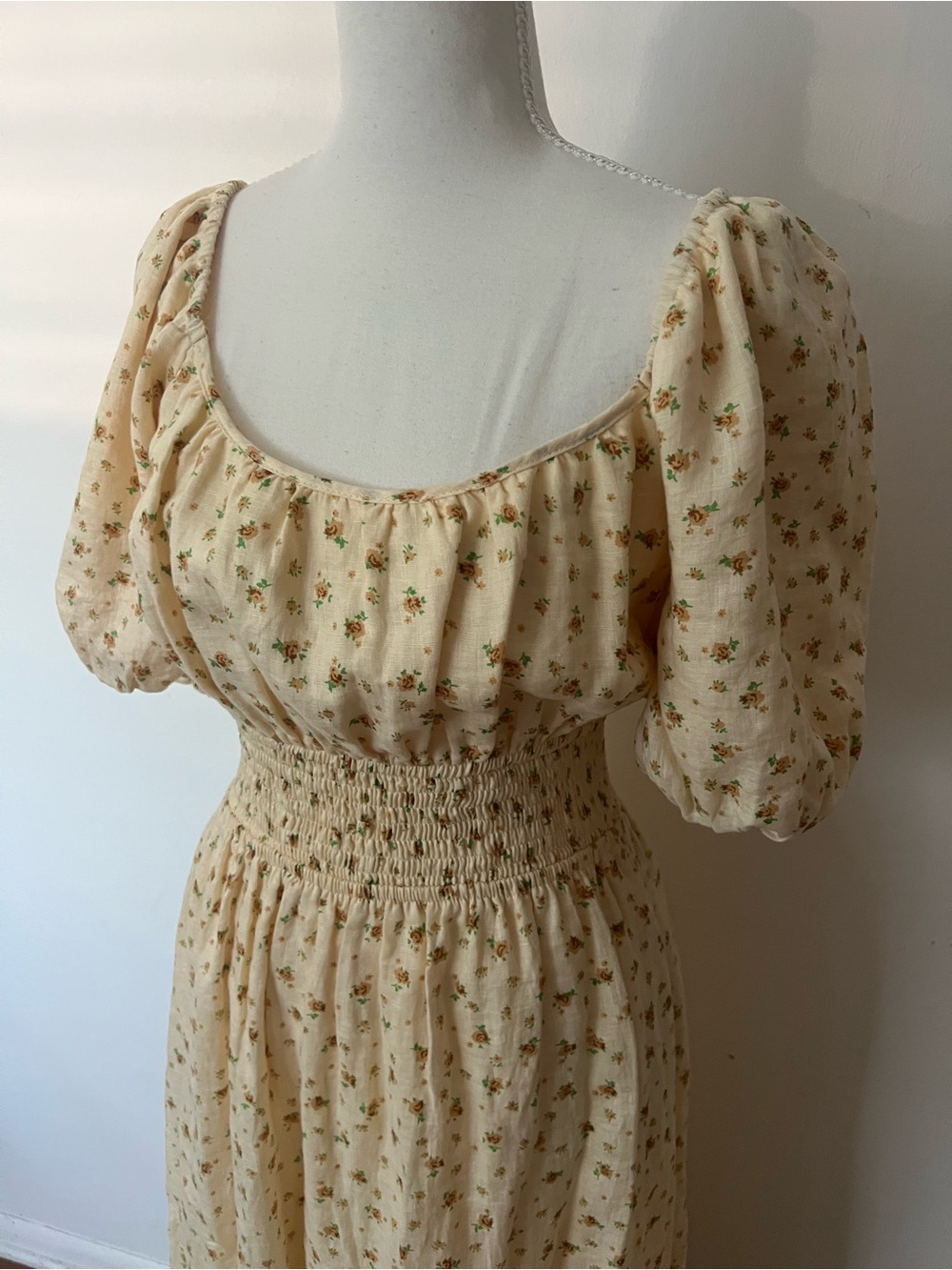 Faithfull the Brand Yellow Cottage Floral farmhouse linen maxi Dress, size 6 (M) - Picture 3 of 5